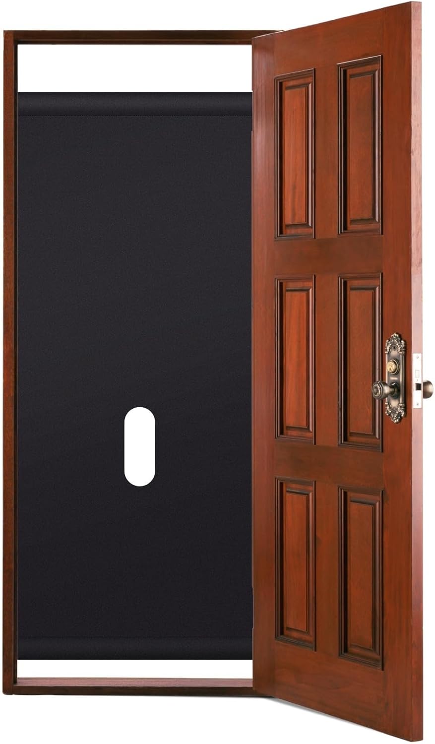 Pop up glory hole curtain installed in a doorway
